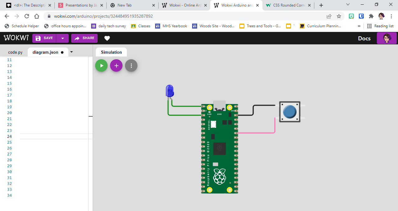 pi pico and pushbutton