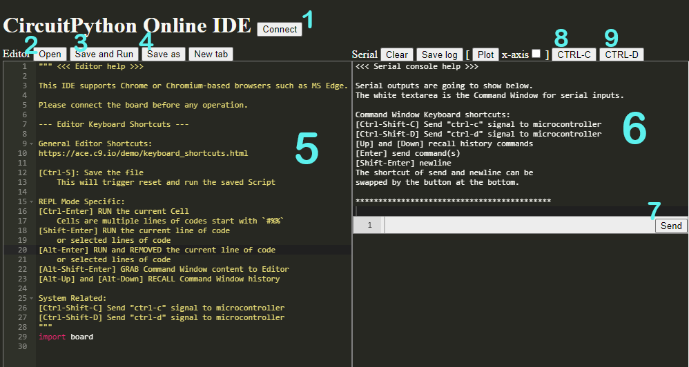 screenshot of the online IDE